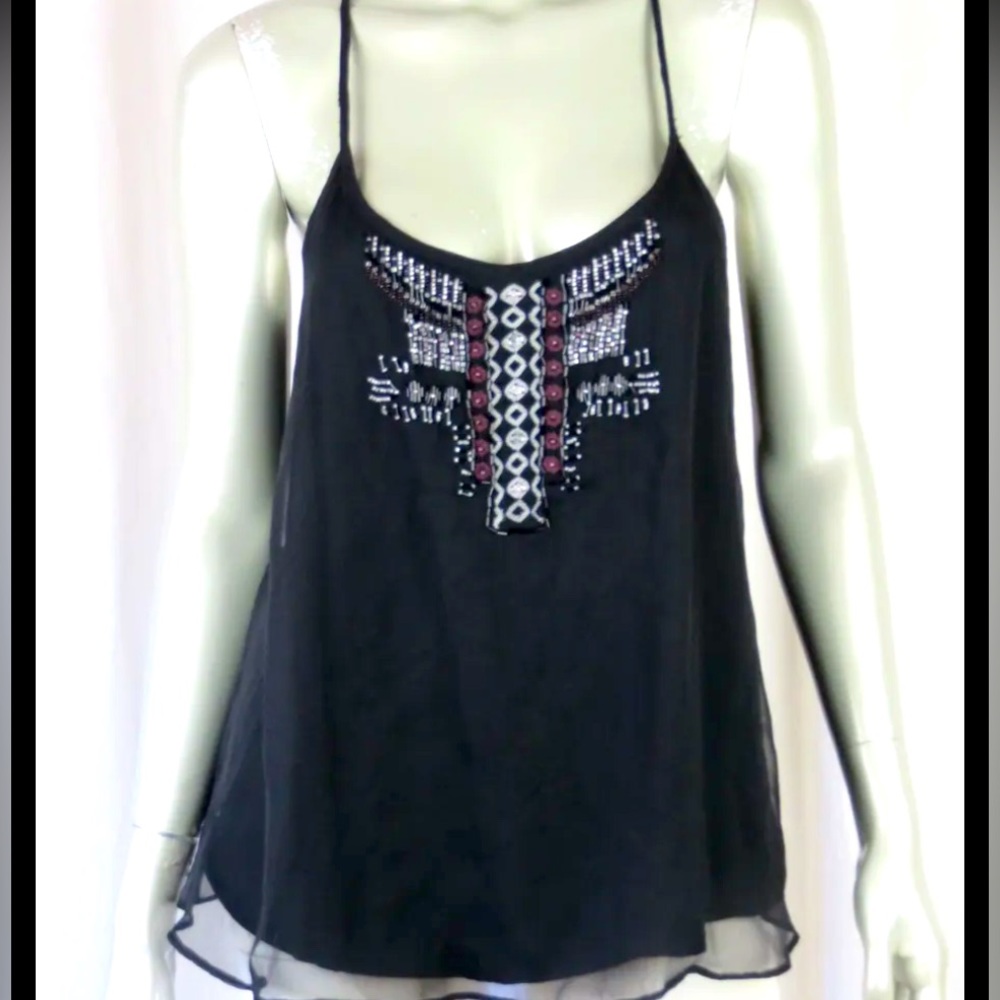 American Eagle Outfitters Beaded Tank Top Black Small